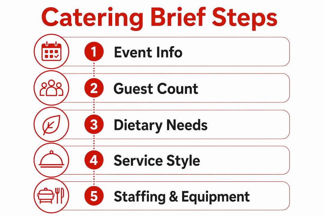 Infographic showing steps to structure a catering brief