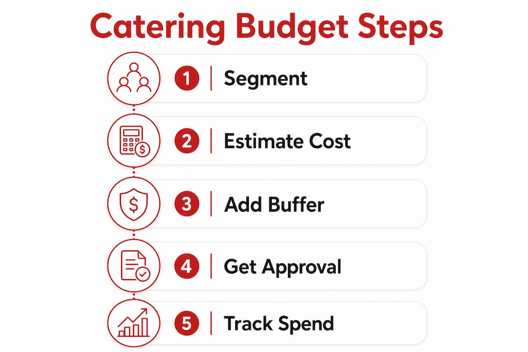 Infographic illustrating catering budget steps