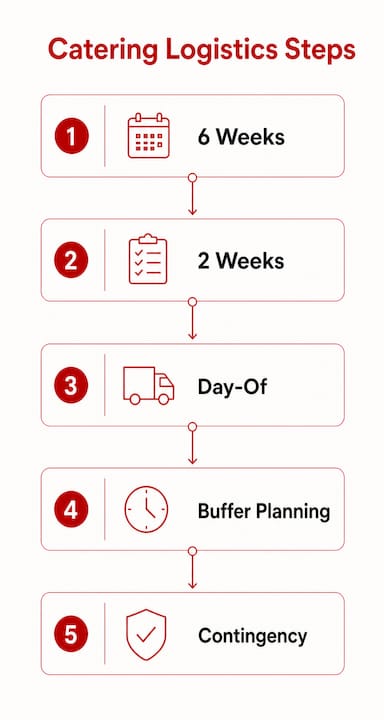 Infographic showing catering logistics steps