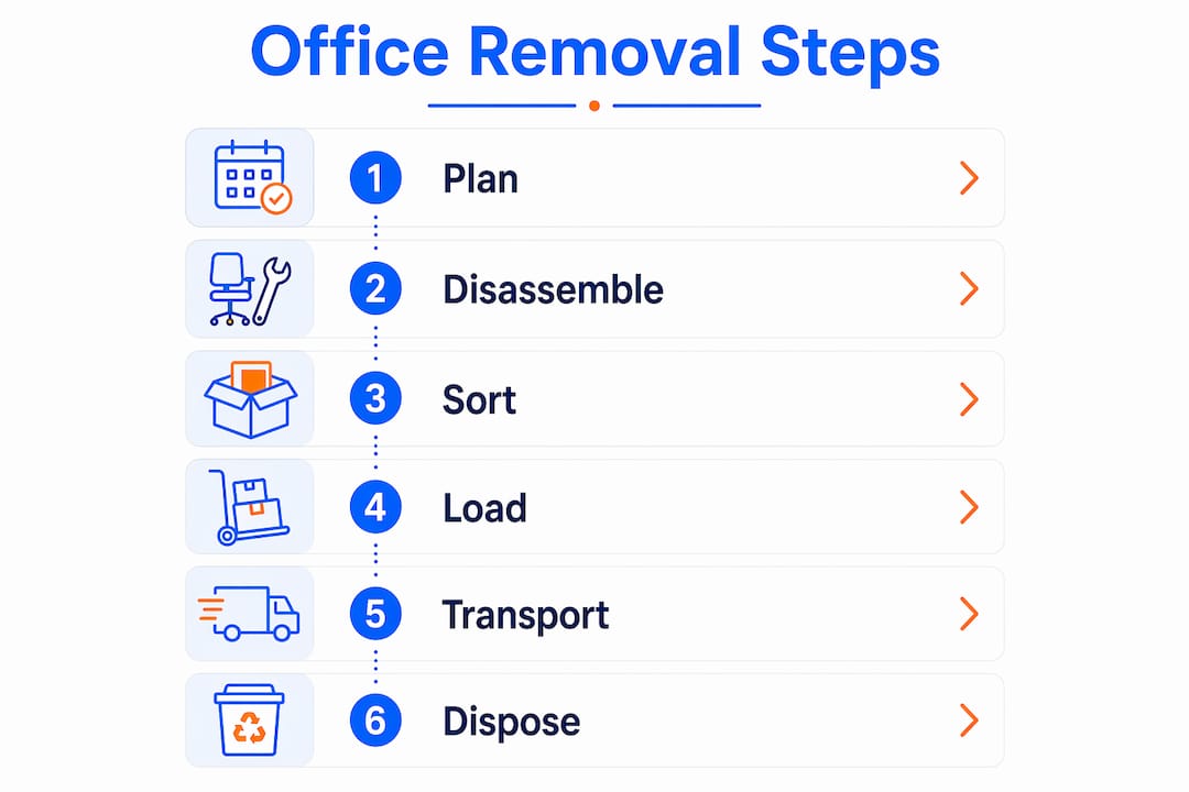 Infographic depicting office removal process steps