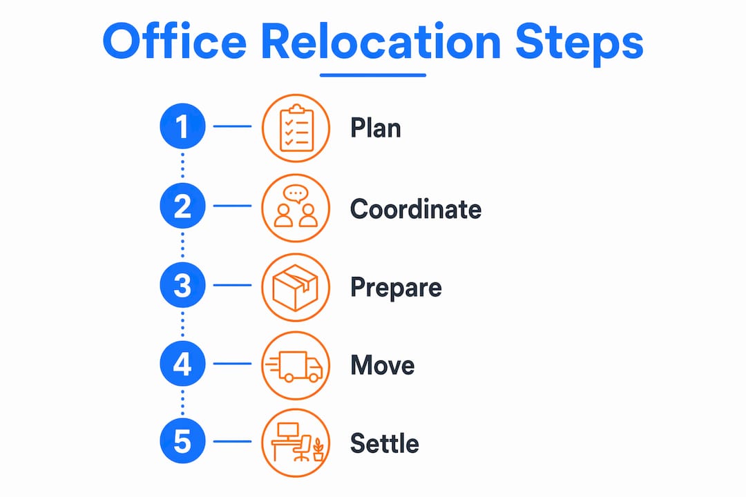 Infographic showing five key office relocation steps
