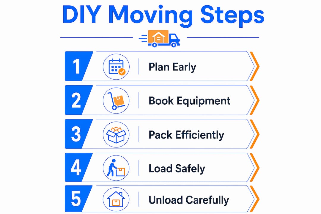 Infographic illustrating DIY moving steps