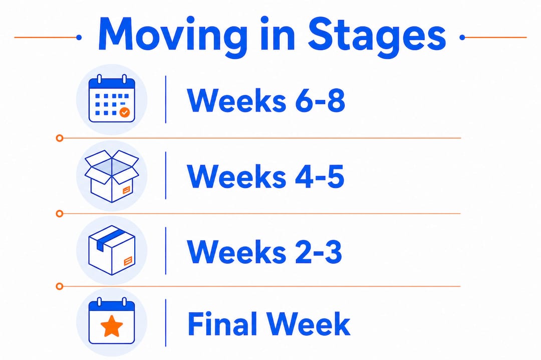 Infographic showing phased move timeline steps