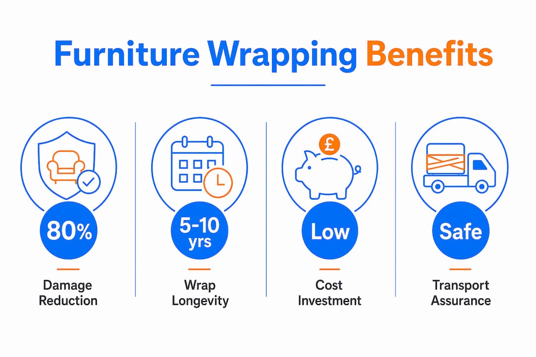 Infographic showing key benefits of furniture wrapping