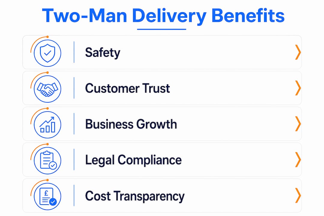 Infographic showing benefits of two-man furniture delivery