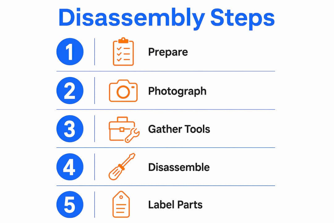 Infographic showing step-by-step furniture disassembly