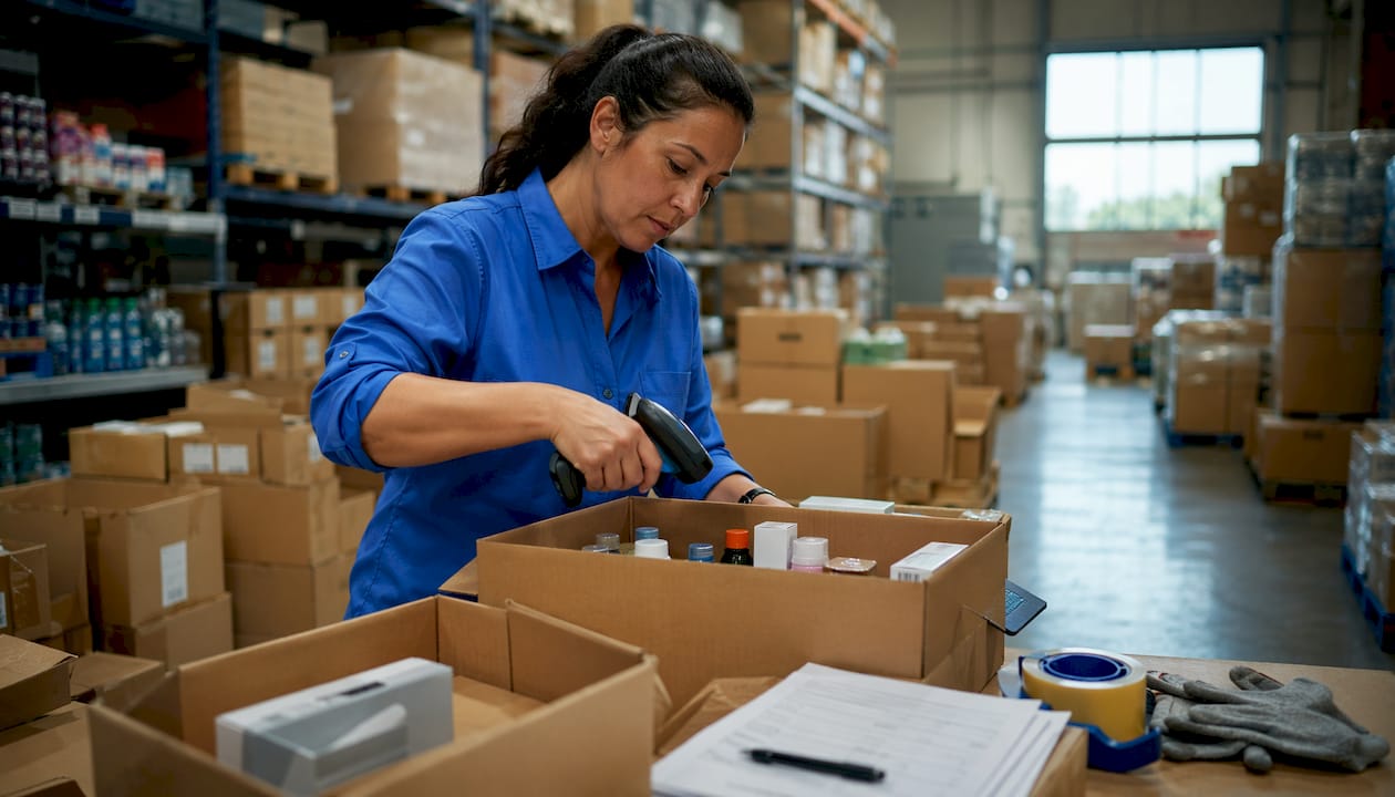Hands scanning retail stock for inventory audit
