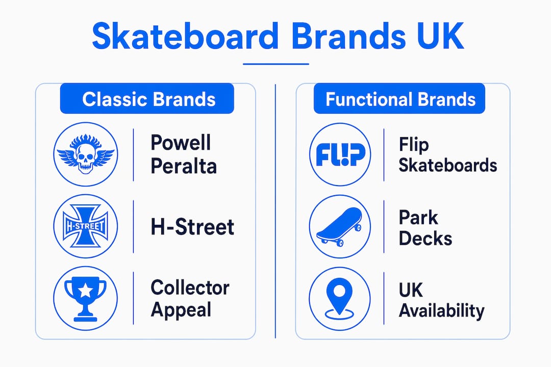 Infographic comparing skateboard brands for UK buyers