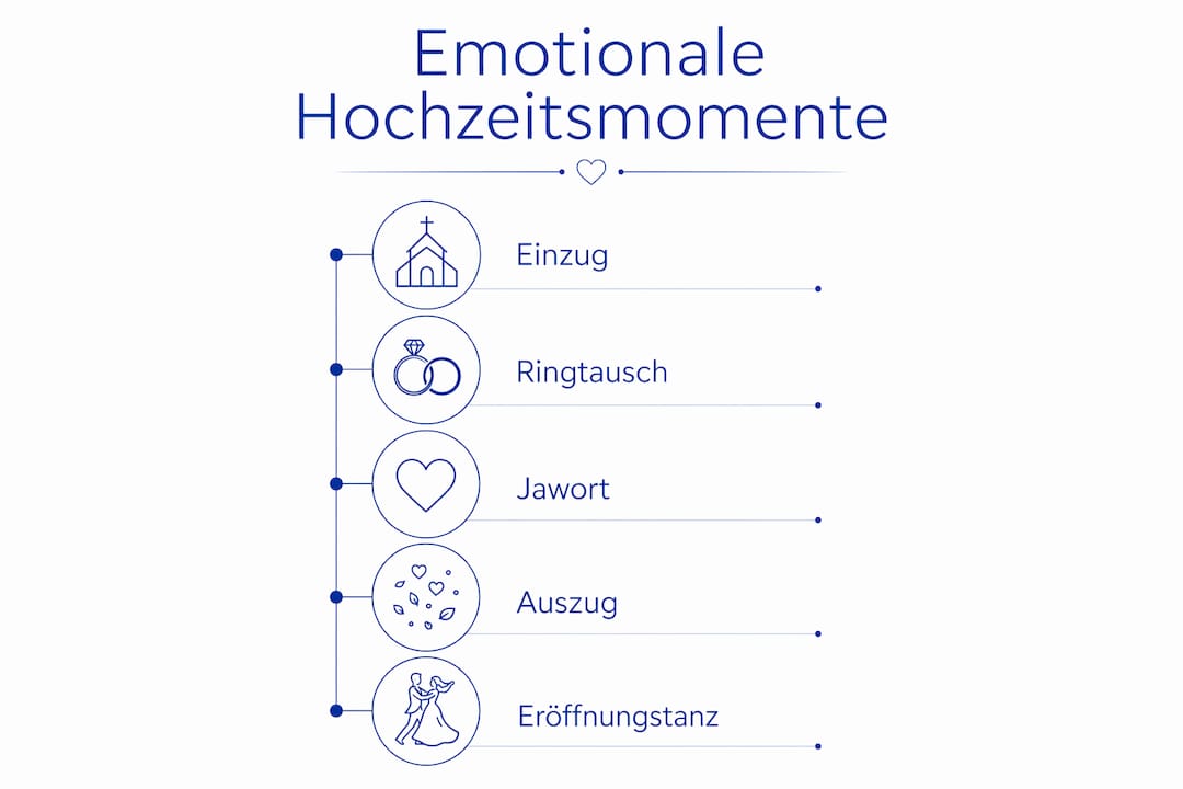 Emotionale Höhepunkte einer Hochzeit – anschaulich in einer Infografik rund um die passende Musik dargestellt