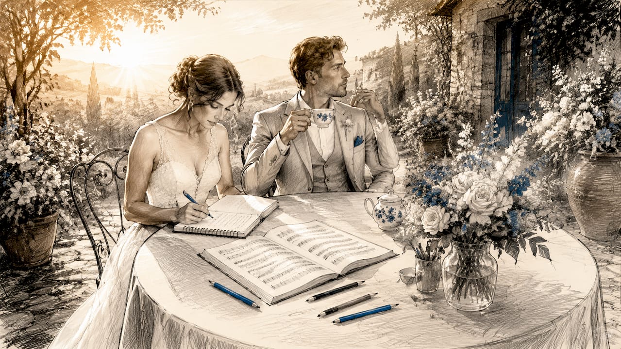 Das Brautpaar stellt gemeinsam eine Playlist für die Hochzeit zusammen.