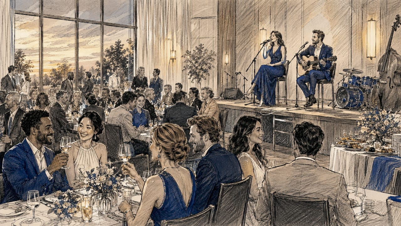 Ein Live-Duo sorgte auf der Mitarbeiterfeier für musikalische Unterhaltung vor rund 50 Gästen.