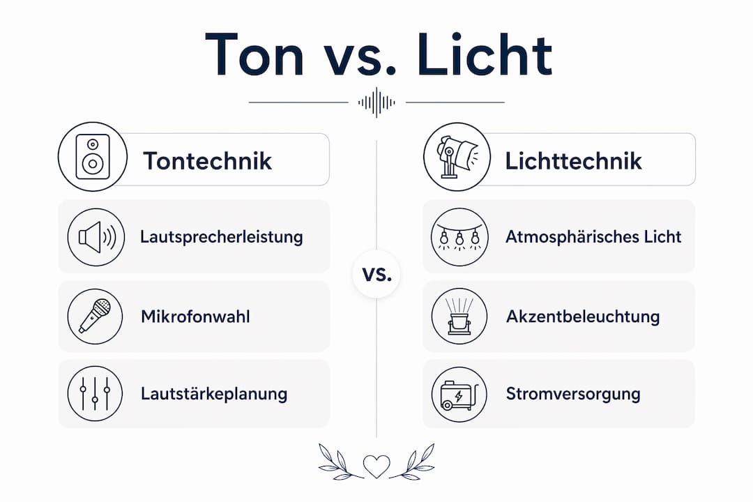 Übersicht: So gelingt die perfekte Hochzeitsfeier mit passender Ton- und Lichttechnik