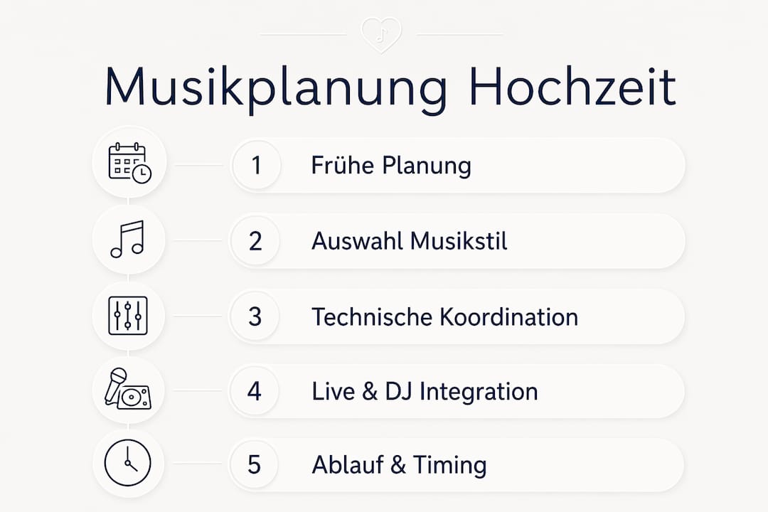 So plant ihr die Musik für eure Hochzeit: Eine Infografik mit fünf wichtigen Schritten