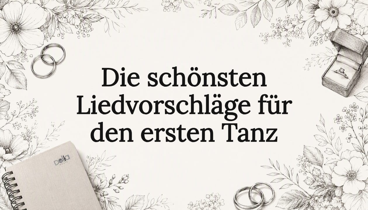 Liebevoll gestaltete Illustration für eine festliche Hochzeitstitelkarte