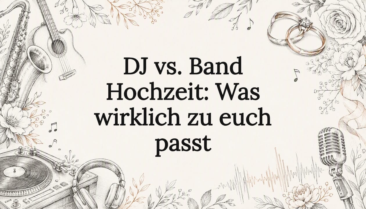 Stilvolle Titelseite im Hochzeitsdesign mit musikalischen Elementen