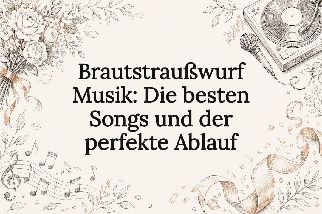 Gestaltete Titelseite mit Brautstrauß und musikalischen Motiven
