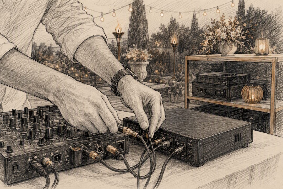 DJ verbindet Backup-Audioequipment