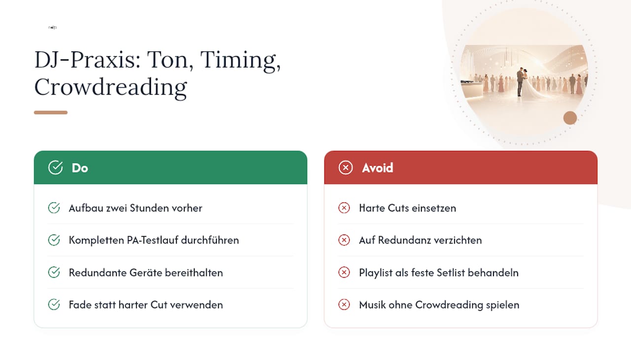 Praxis-Tipps von DJ Delta: Ton, Timing und Crowdreading in der Umsetzung — overview diagram