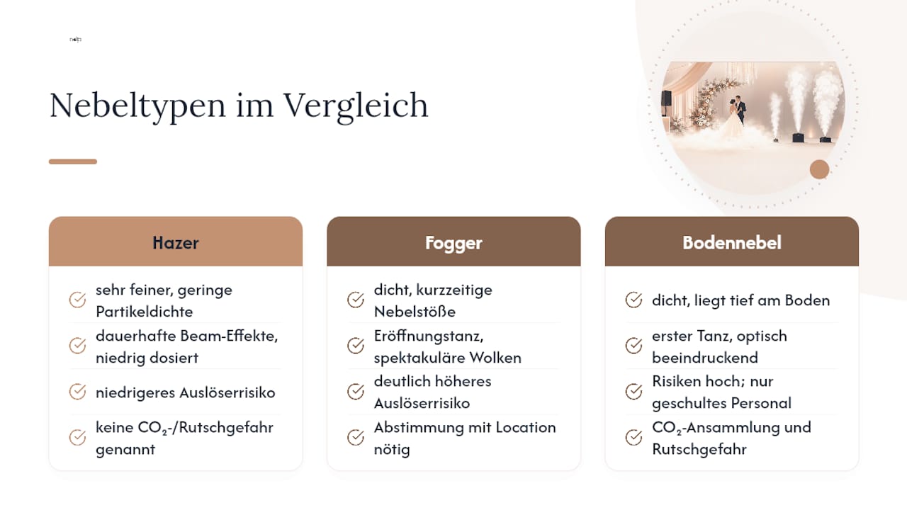Vergleich der drei Nebelarten und ihrer Risiken