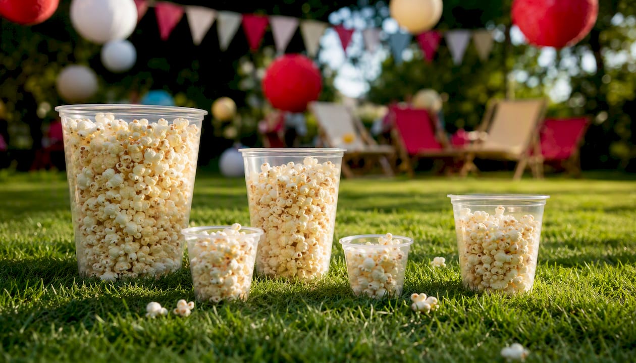 Popcornbägare i olika storlekar