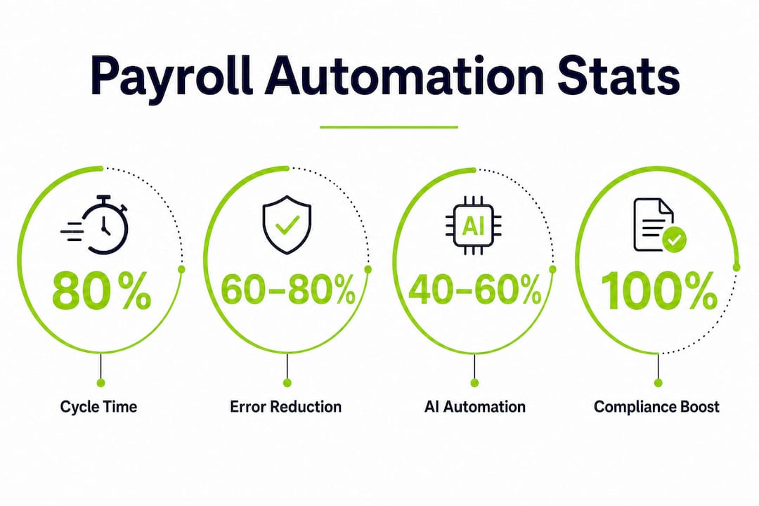 Infographic showing payroll automation key statistics