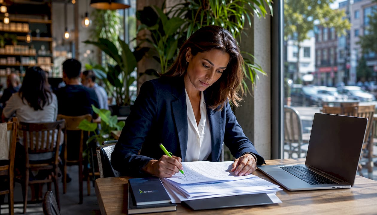 Accountant reconciling payroll data with ledger