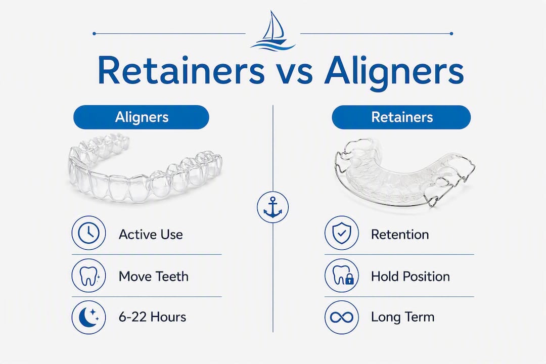 Infographic comparing retainers and aligners