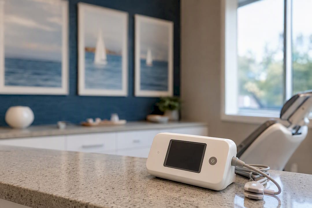 Sleep apnea screening device on dental counter