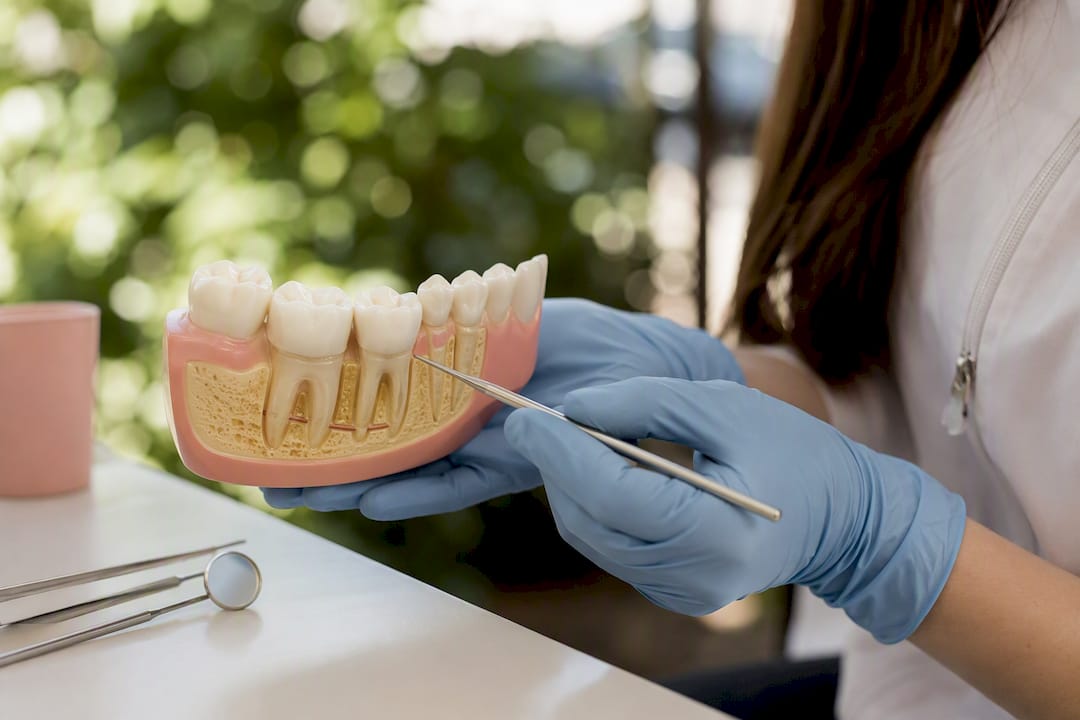 Dental model showing erupting molars