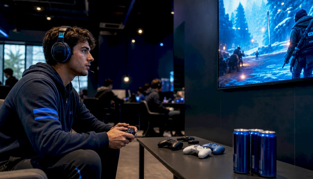 Gamer sitting focused ready to start multiplayer session