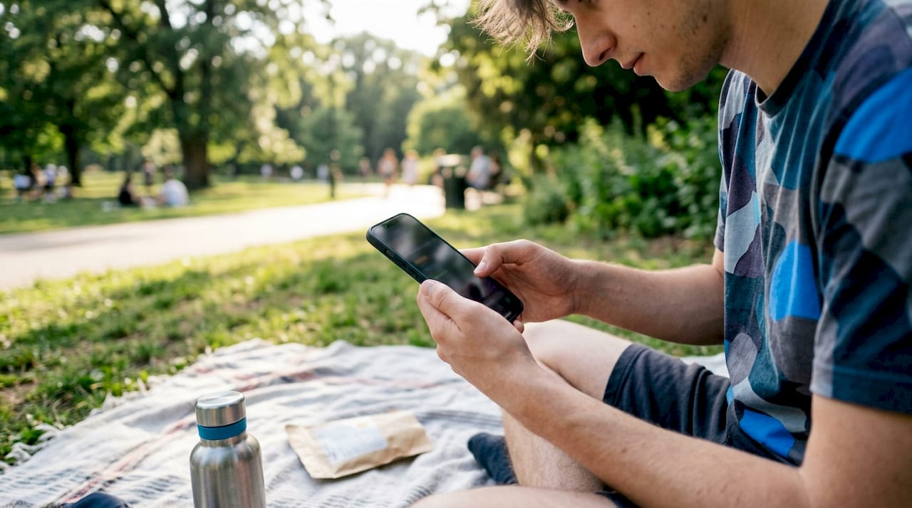Hands swiping game vote on smartphone