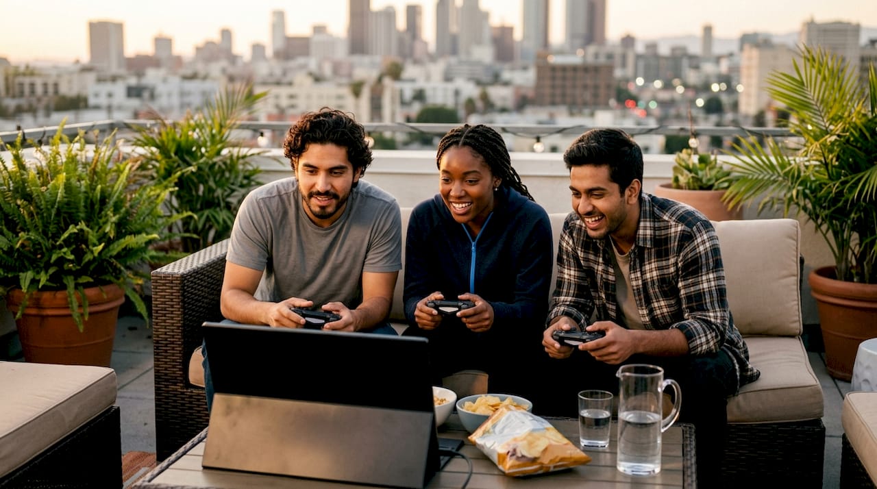 Friends playing cross-platform video games together