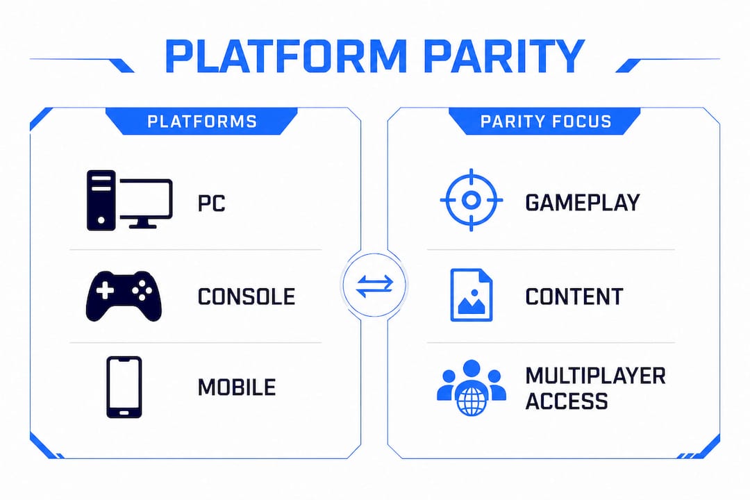 Infographic comparing gaming platforms and parity focus
