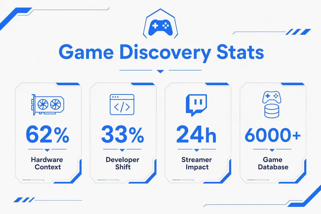 Infographic showing key statistics on console game discovery