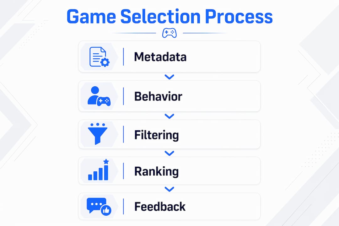 Infographic illustrating game recommendation process steps