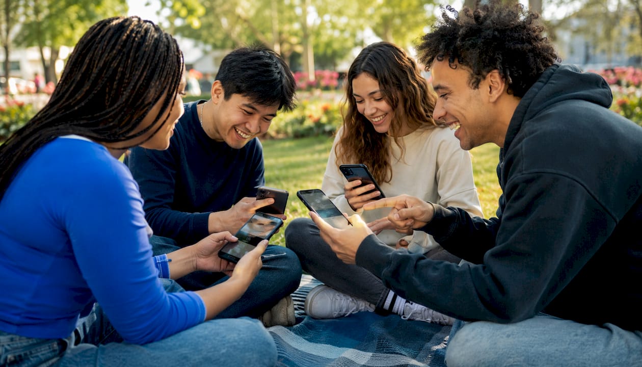 Group voting on multiplayer game choices outdoors