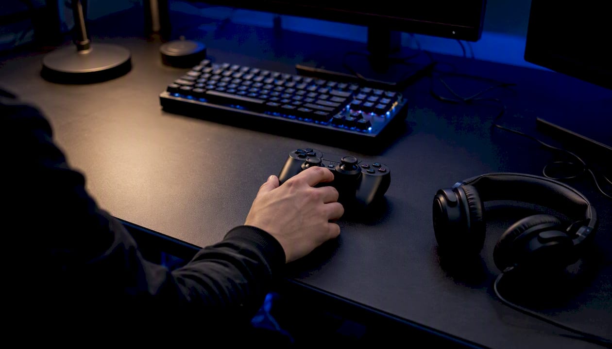 Streamer adjusting controller in home gaming setup