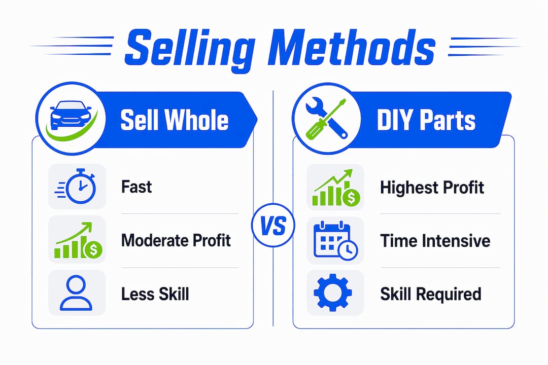 Infographic comparing car selling methods