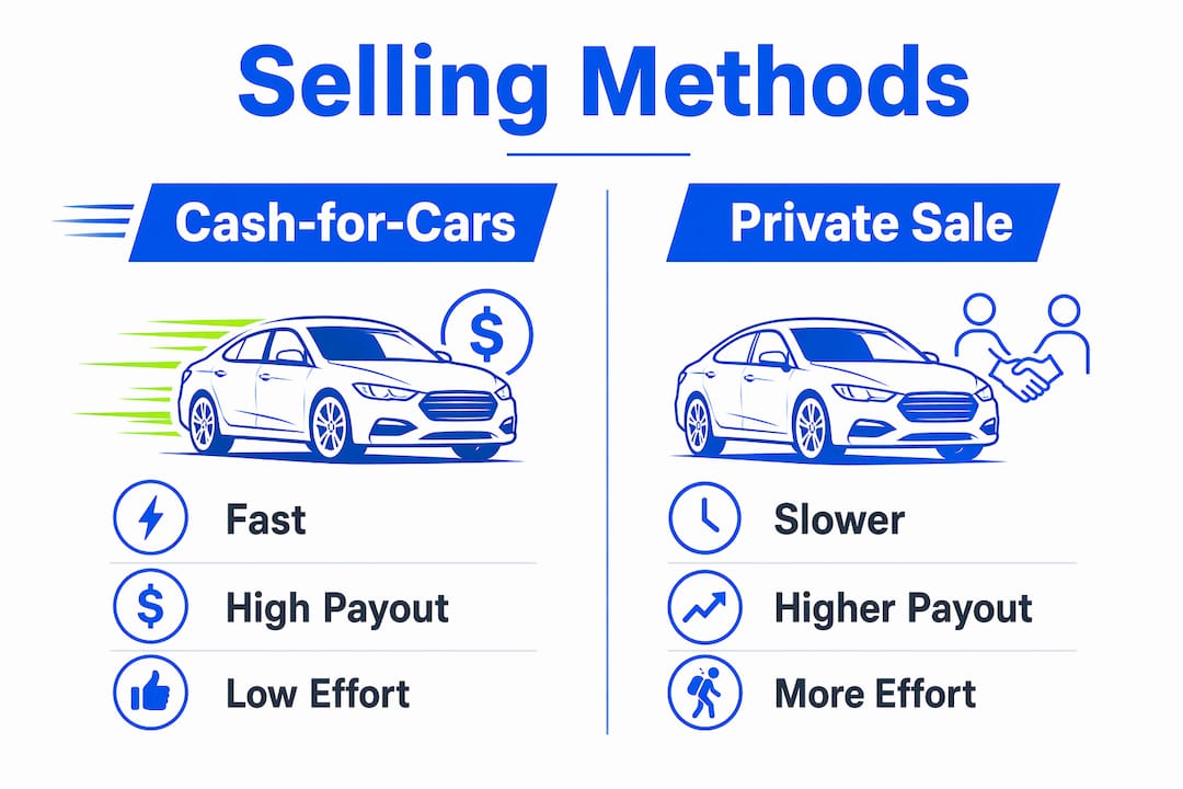 Infographic comparing car selling methods