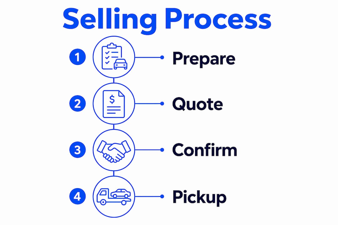 Infographic showing step-by-step car selling process