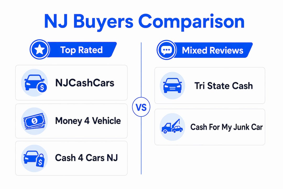 Comparison infographic of New Jersey cash for cars providers