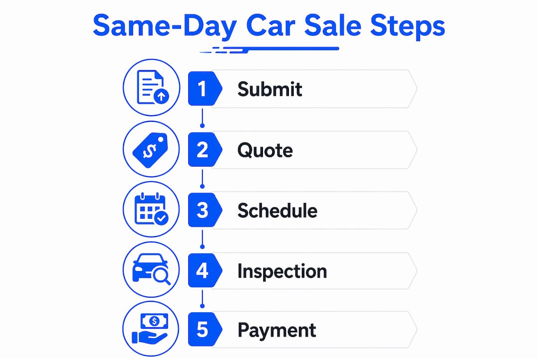 Infographic showing same-day car sale steps
