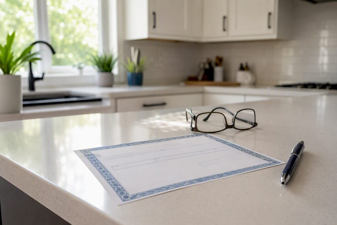 Vehicle title with lienholder paperwork on desk