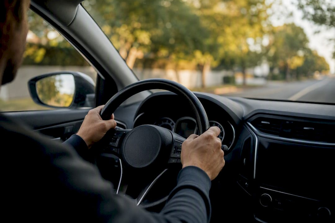 Car test drive from passenger seat