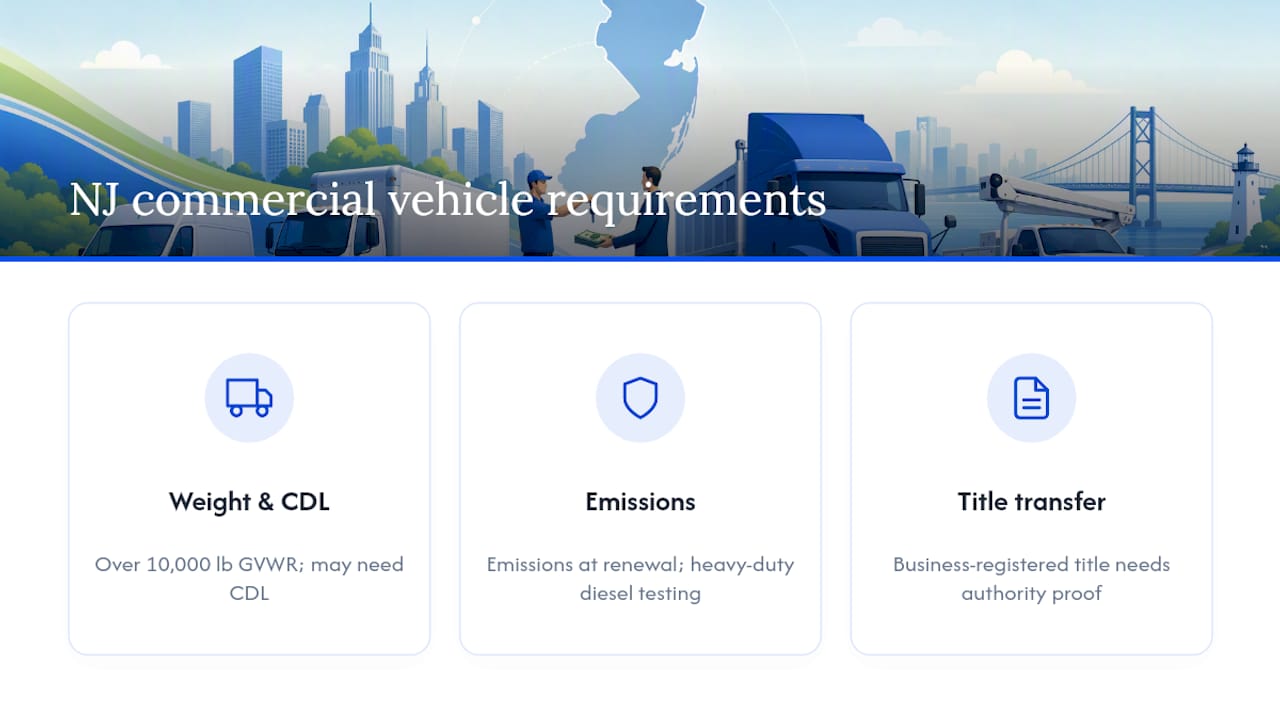 Legal Requirements for Selling a Commercial Vehicle in NJ — overview diagram