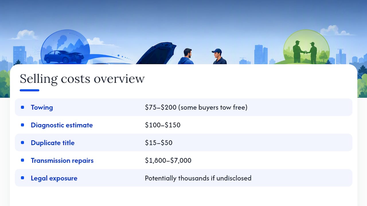Cost ranges for selling a broken-down car