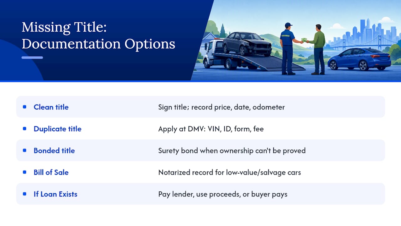 What Paperwork Do You Need When the Title Is Missing or a Loan Exists? — overview diagram
