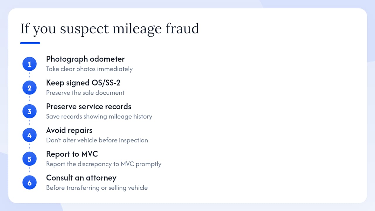 Steps for documenting suspected odometer fraud