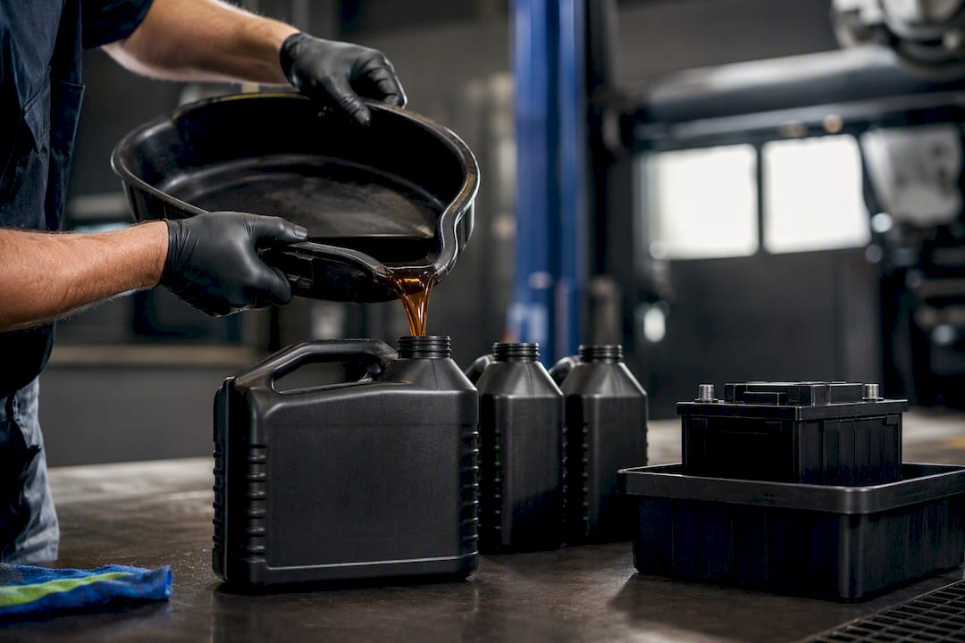 Automotive fluids and battery ready for recycling