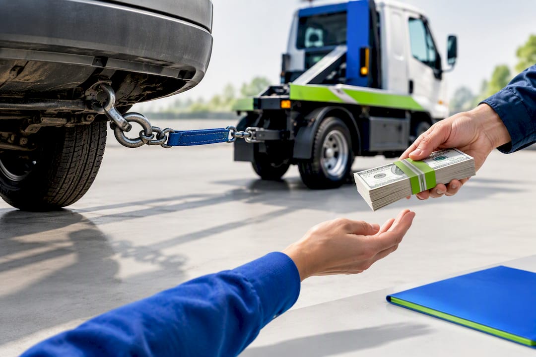 Illustration of towing and immediate vehicle payment